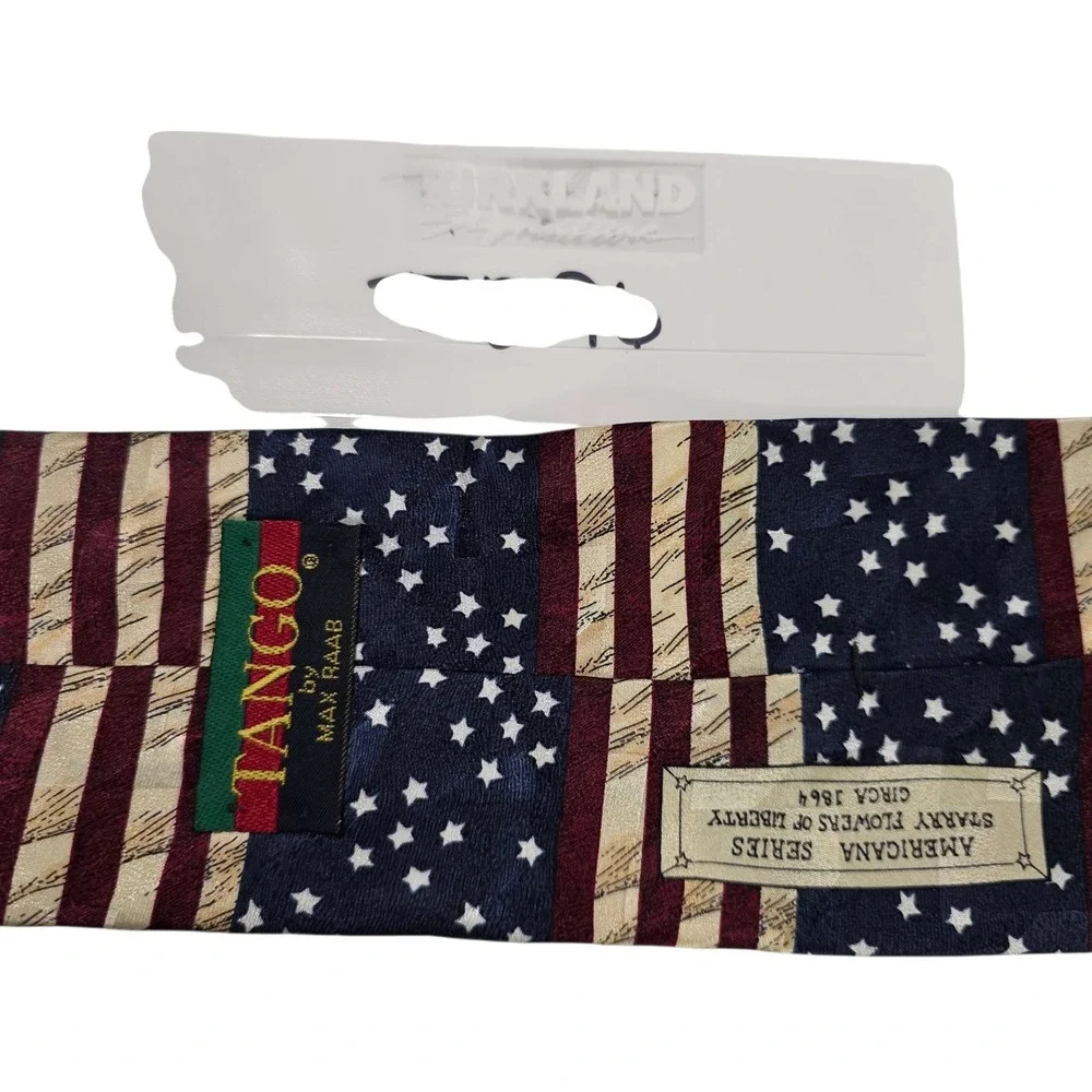 TANGO by MAX RAAB Americana Starry Flowers of Liberty Silk Necktie Red‎ Blue USA